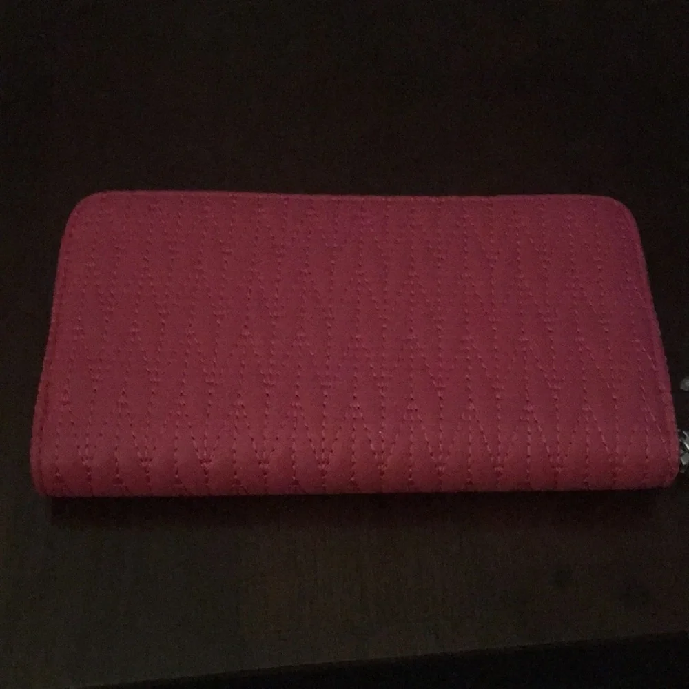 Badgley Mischka Wallet Hot Pink braid stitching Vegan NWT